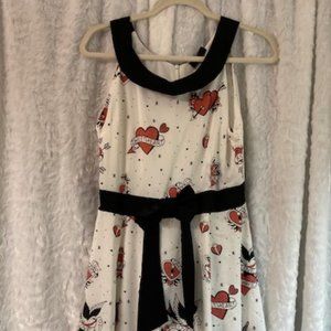Sourpuss hearts fit n' flare dress NWOT